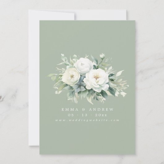 Eucalyptus Faire-part de mariage vert Sage Floral (Dos)