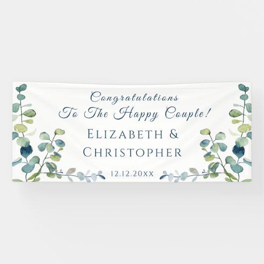 Eucalyptus Felicitaties Verlovingsfeestje Spandoek (Horizontaal)