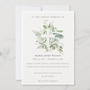 Eucalyptus Fern Fauna Cross Memorial Service Kaart