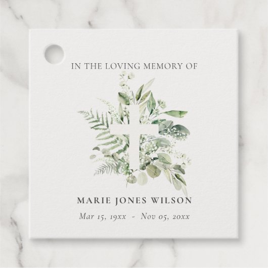 Eucalyptus Fern Fauna Herinneringssympathie Bedankjes Labels (Voorkant)