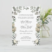 Eucalyptus Ferns White Flowers Archway Wedding Kaart (Staand voorkant)