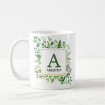 Éucalyptus feuillage vert Monogramme Mug