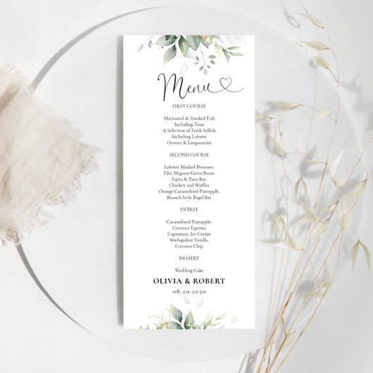 Eucalyptus Feuille de verdure Menu Mariage