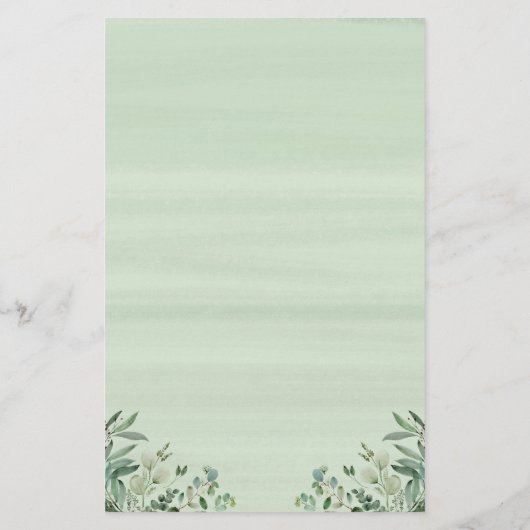 Eucalyptus Feuille Diner Menu Mariage (Dos)