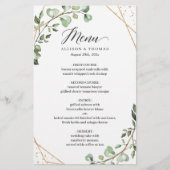 Eucalyptus Feuille Géométrique Mariage Dîner Menu (Devant)