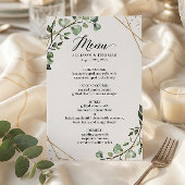 Eucalyptus Feuille Géométrique Mariage Dîner Menu