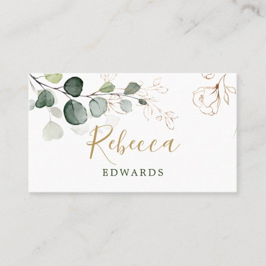 Eucalyptus Feuille Gold Floral Place carte (Devant)