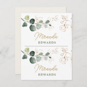 Eucalyptus Feuille Gold Floral Place carte (Devant / Derrière)