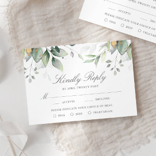 Eucalyptus Feuille Gold Meal Options Mariage RSVP