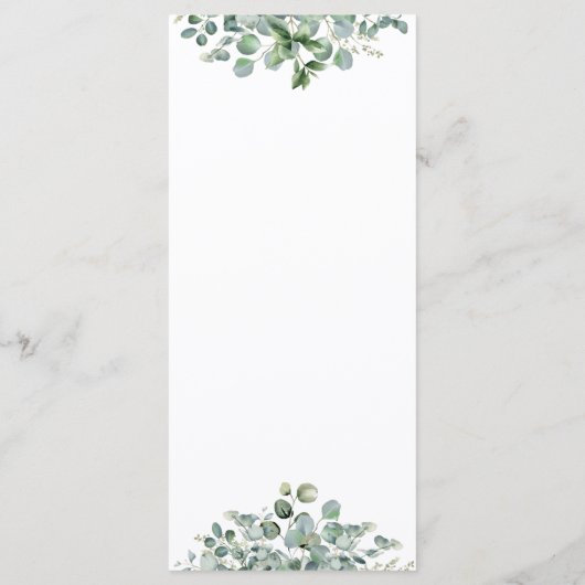 Eucalyptus Feuille Gold Sage Green Mariage Menu (Dos)