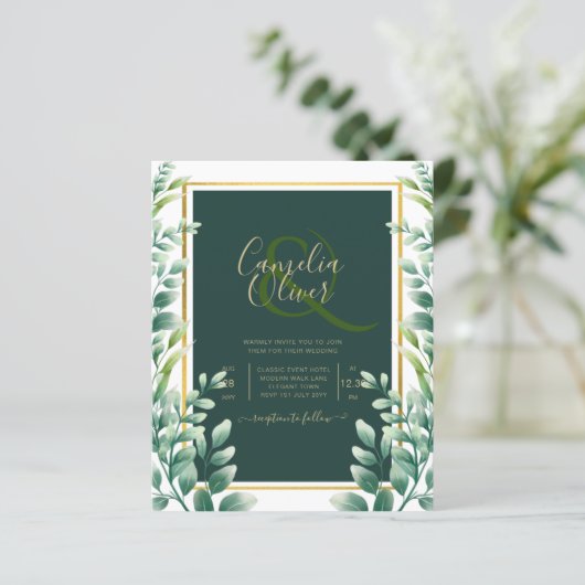Eucalyptus Feuille MARIAGE OR QR CODE INVITATION R (Debout devant)