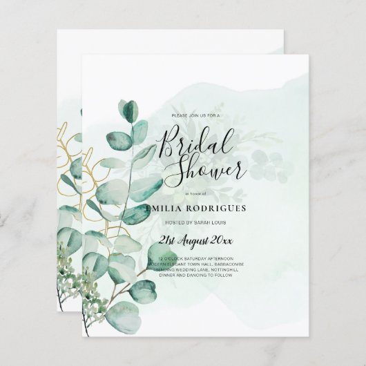 Eucalyptus Feuille Mariage vert QR CODE Moderne (Devant / Derrière)