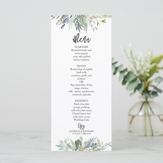 Eucalyptus Feuille Menu Mariage (Debout devant)