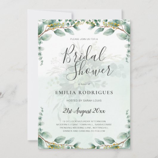 Eucalyptus Feuille OR FÊTE DES MARIÉES INVITATION (Devant)