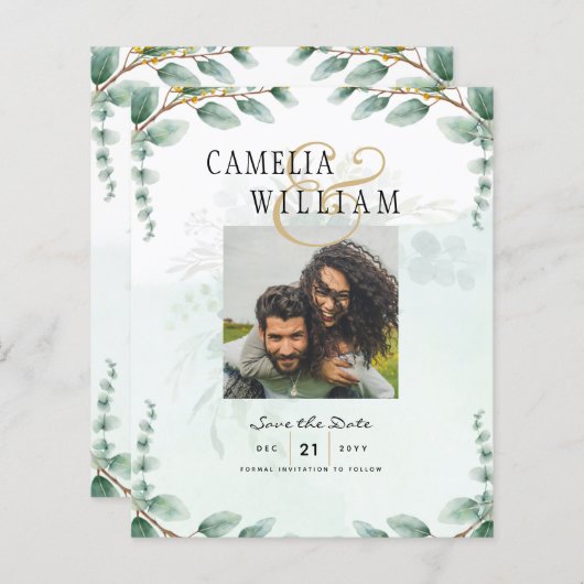 Eucalyptus Feuille OR MARIAGE QR CODE BUDGET (Devant / Derrière)