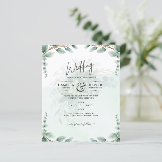 Eucalyptus Feuille OR MARIAGE QR CODE BUDGET (Debout devant)