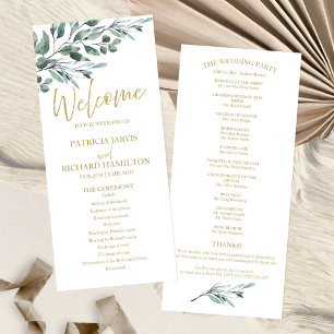 Eucalyptus Feuille Programmes de mariage vert 4x9
