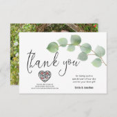 Eucalyptus Feuille Script Photo Code QR Merci (Devant / Derrière)