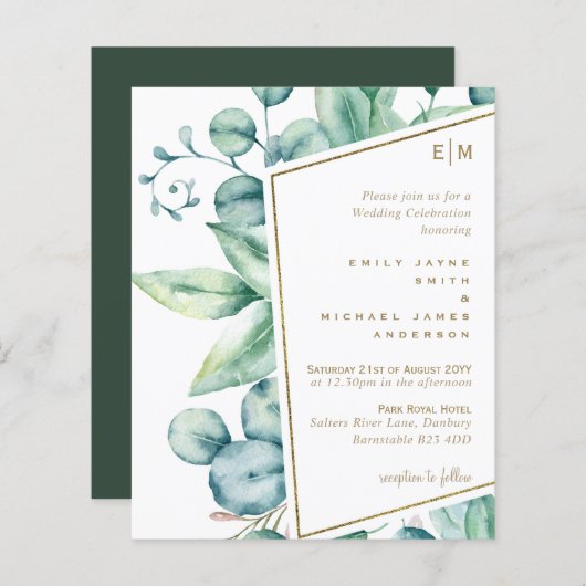 Eucalyptus Feuille Verdure naturelle Mariage Chic (Devant / Derrière)