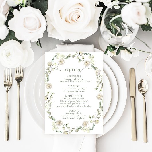 Eucalyptus Feuille White Peony Flowers Menu Mariag