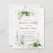 Eucalyptus Feuilles Brunch rose et Invitations mou (Devant)