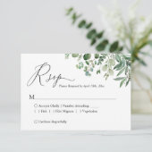 Eucalyptus Feuilles de verdure carte RSVP mariage (Debout devant)