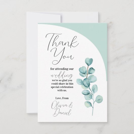 Eucalyptus Feuilles Merci Mariage mint (Devant)