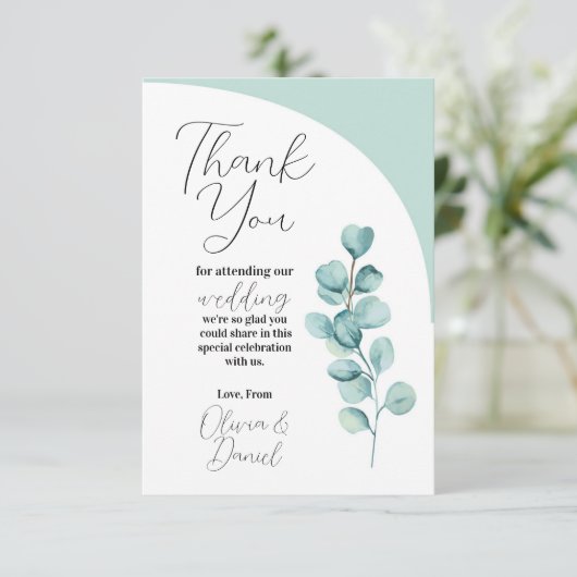 Eucalyptus Feuilles Merci Mariage mint (Debout devant)