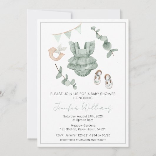 Eucalyptus fille douche invitation (Devant)