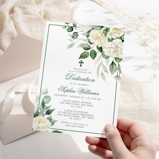 Eucalyptus Fleurs blanches Dédication Invitation