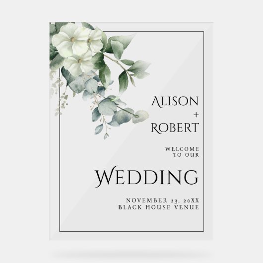 Eucalyptus, fleurs blanches frontière mariage BIEN (Recto)