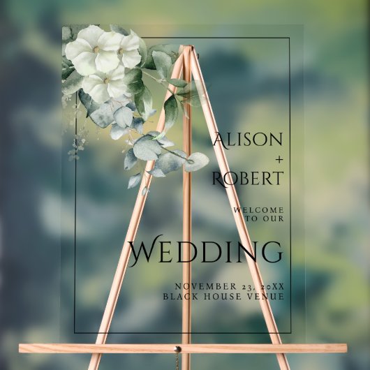 Eucalyptus, fleurs blanches frontière mariage BIEN (Neutre)