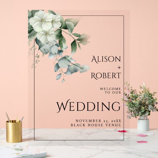 Eucalyptus, fleurs blanches frontière mariage BIEN (Mariage)