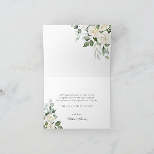 Eucalyptus Fleurs blanches Mariage Carte de remerc (Intérieur)