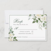 Eucalyptus Fleurs blanches Mariage Carte RSVP (Devant)