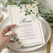 Eucalyptus Fleurs blanches Menu Mariage 5x7