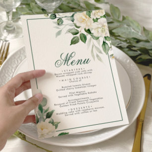 Eucalyptus Fleurs blanches Menu Mariage 5x7