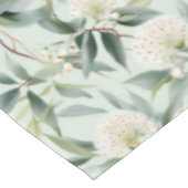 Eucalyptus Fleurs Vert Blanc Tissu Nappe (Angle)