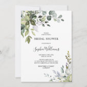Eucalyptus Floral Bridal Shower Uitnodiging (Voorkant)