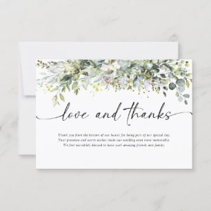 Eucalyptus Floral bruiloft ceremonie bedankje Bedankkaart