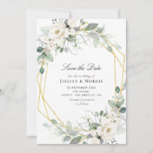 eucalyptus floral enregistrer la date invitation (Devant)