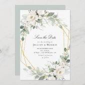 eucalyptus floral enregistrer la date invitation (Devant / Derrière)