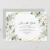 eucalyptus floral enregistrer la date invitation (Devant / Derrière)