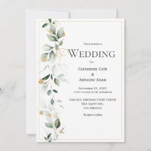 Eucalyptus Floral Faire-part de mariage or