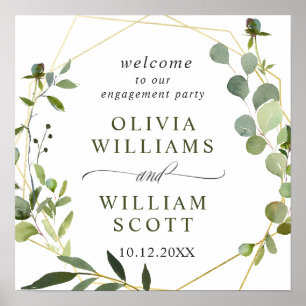 Eucalyptus Floral Geometric Lijst Engagement Party Poster