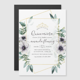 Eucalyptus Floral Geometric Quinceañera Magnetische Uitnodiging
