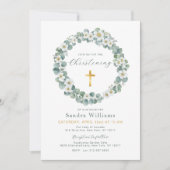 Eucalyptus Floral Krans doop uitnodiging (Voorkant)