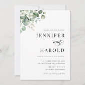 Eucalyptus Floral Minimal Plain All in One Wedding Kaart (Voorkant)