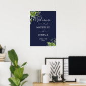 Eucalyptus Floral Navy Blue Mariage Affiche de bie (Bureau à domicile)