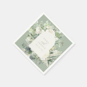 Eucalyptus Floral Sage Green Wedding Servet (Hoek)